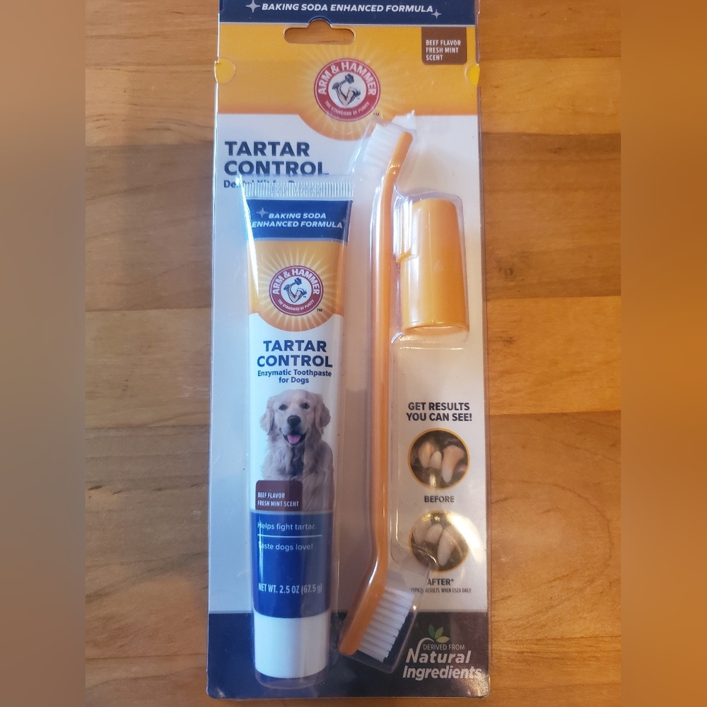 Dental Kit For Dogs Tooth Paste Toothbrush  Arm & Hammer Natural Ingredients